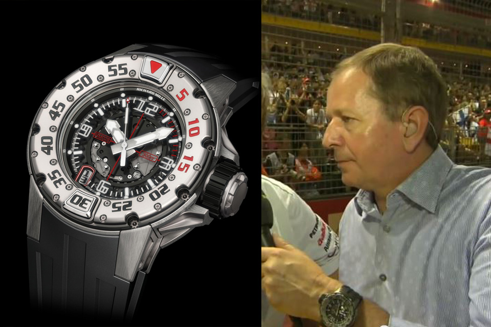 Martin Brundle with a Richard Mille RM 028, a massive diving watch