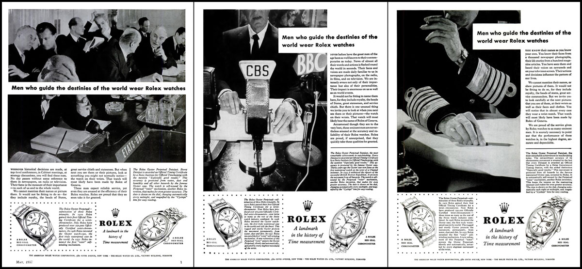 1950's Rolex advertisement Men who guide the destination of the world wear rolex