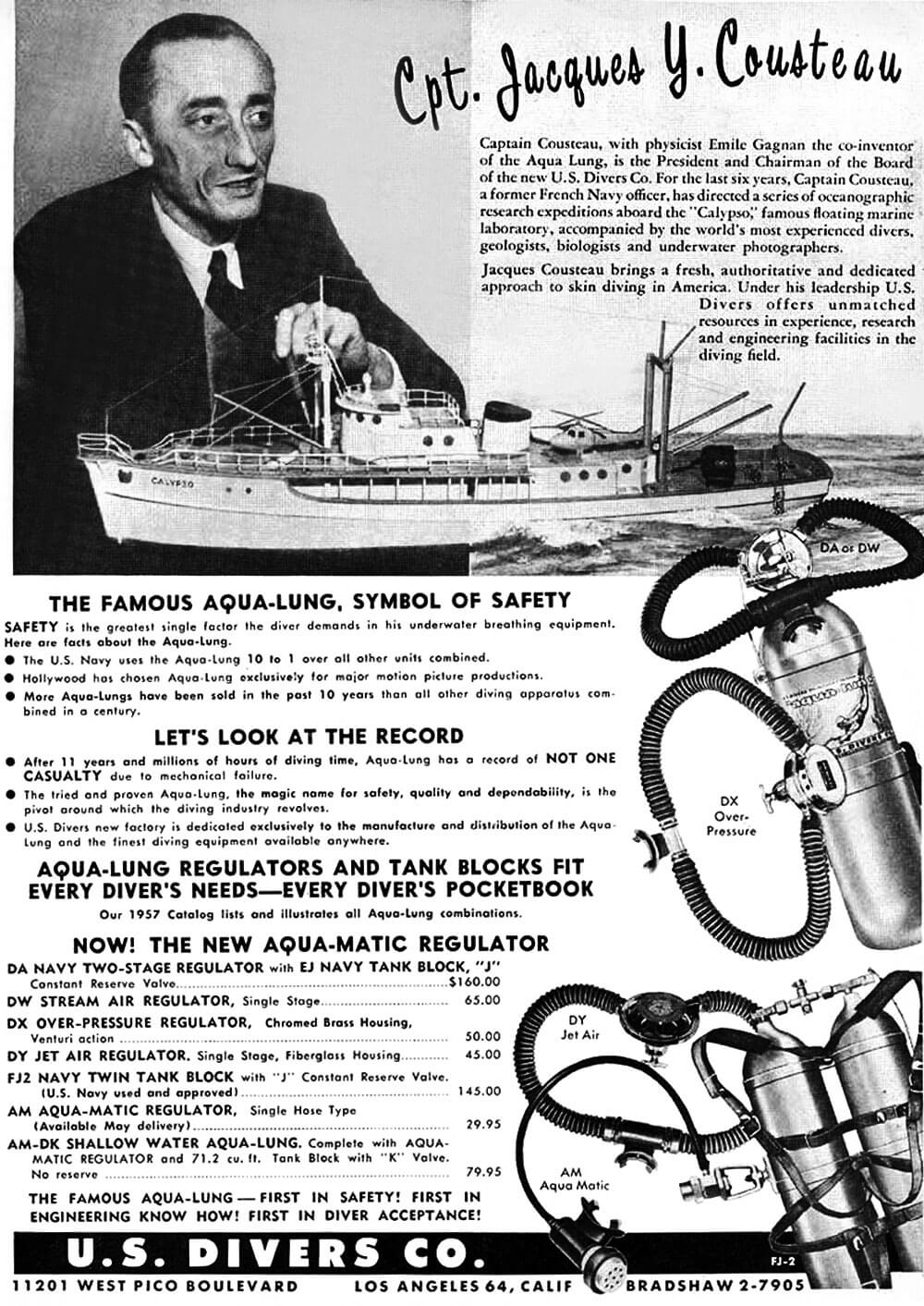 1958 Jacques Yves Cousteau Aqua Lung Ad