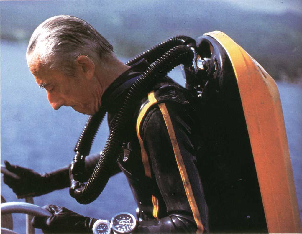 Cousteau wearing a Doxa Sub