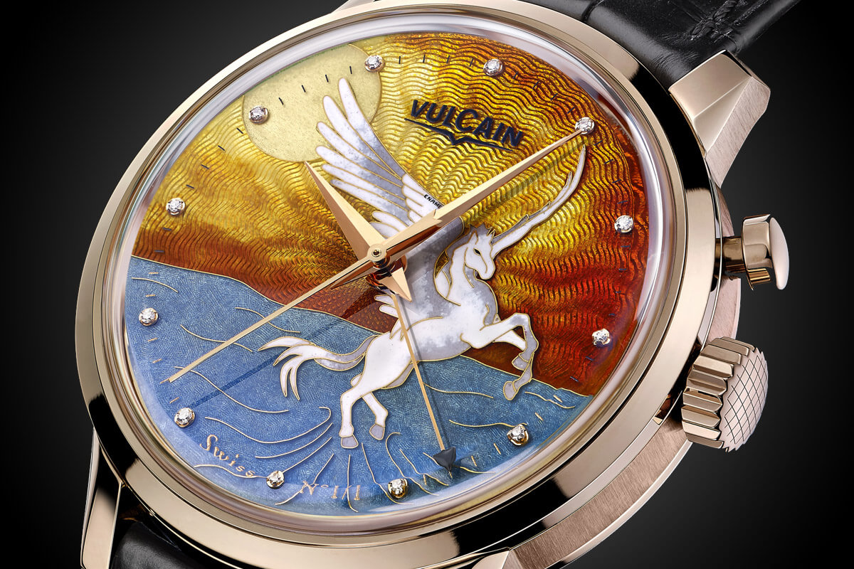 Vulcain 50s President Cloisonne Grand Feu Only Watch Pegasus - 4