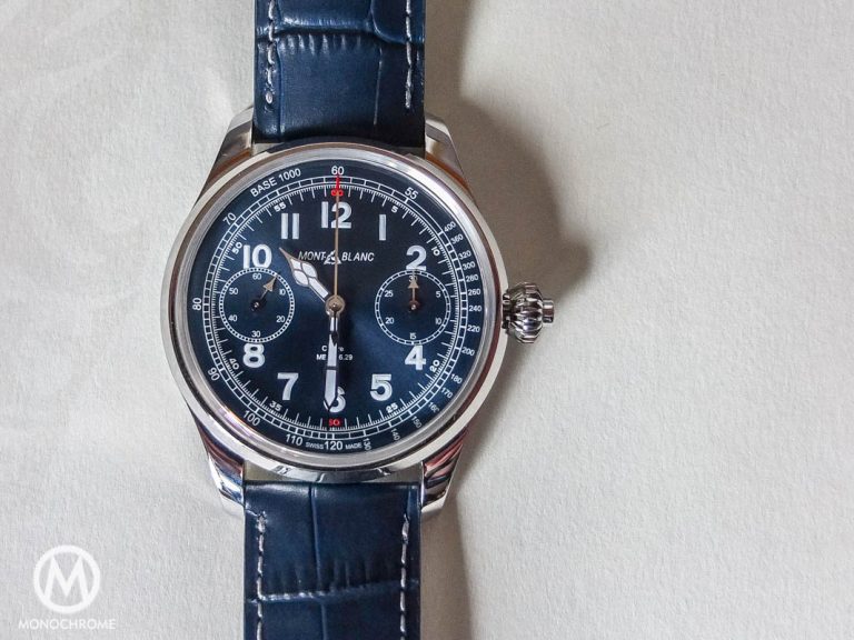Montblanc 1858 Chronograph Tachymeter steel blue dial