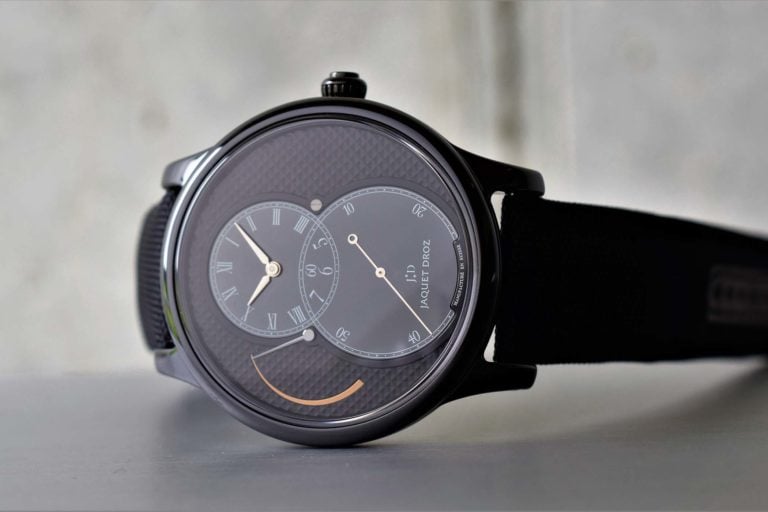 Jaquet Droz Grande Seconde Ceramic Clous de Paris Power Reserve