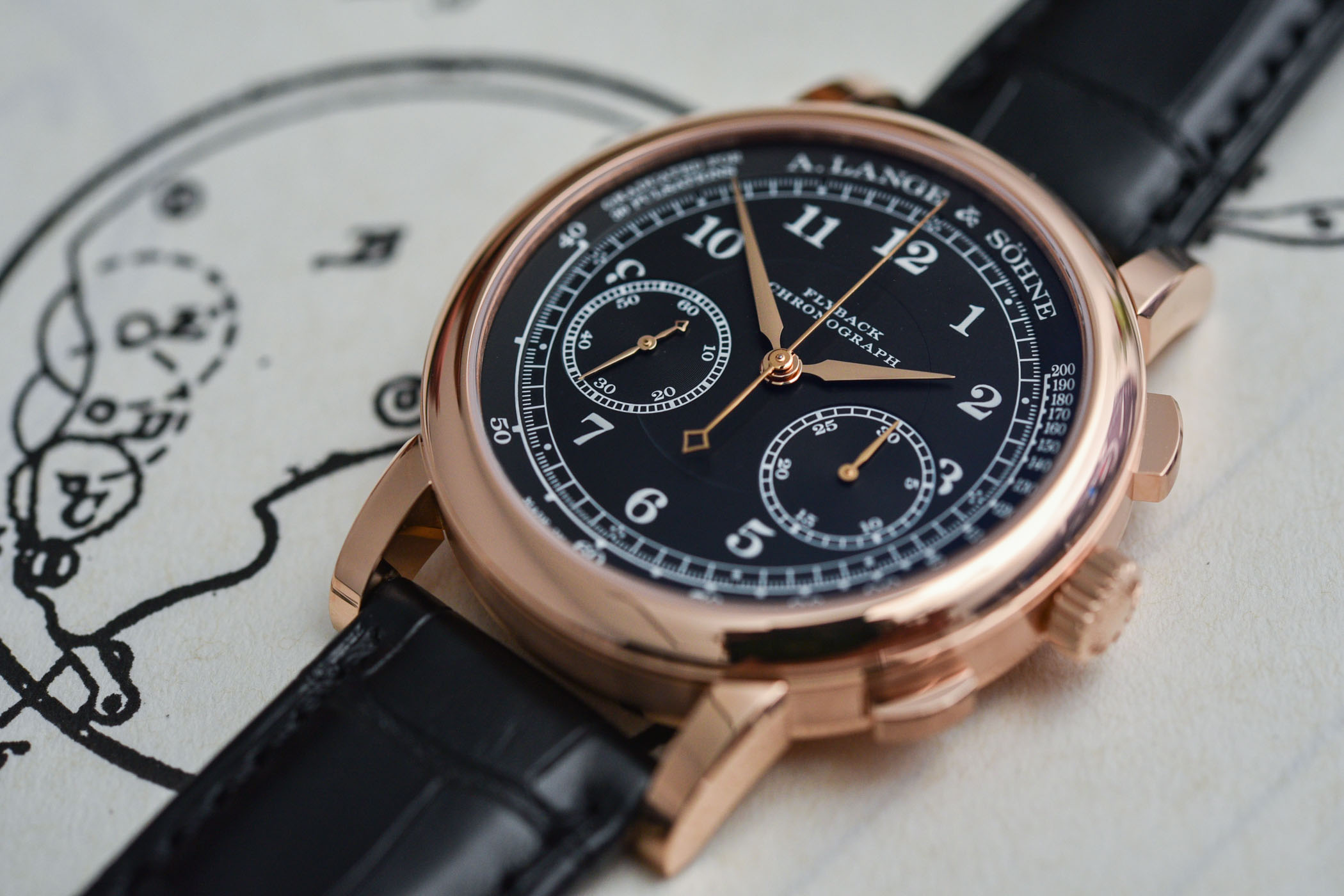 A Lange Sohne 1815 Chronograph Black Dial Rose Gold - SIHH 2018
