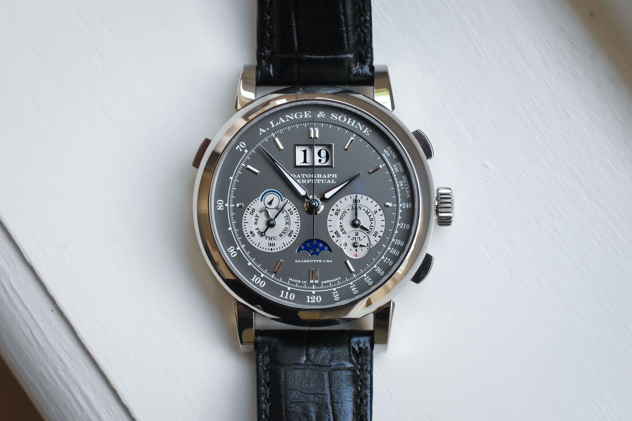A Lange Sohne Datograph Pertual White Gold Grey Dial