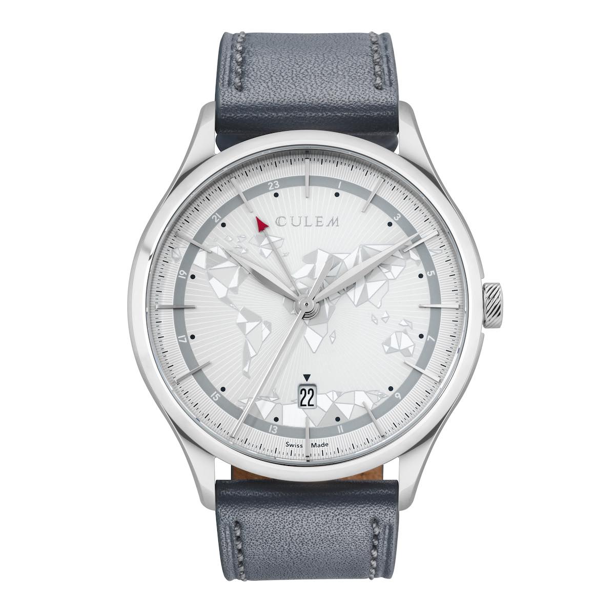 CuleM World GMT - 1 - Frame Grey - Front- Accessible Travelers Watch Kickstarter CuleM World GMT Accessible Travelers Watch Kickstarter