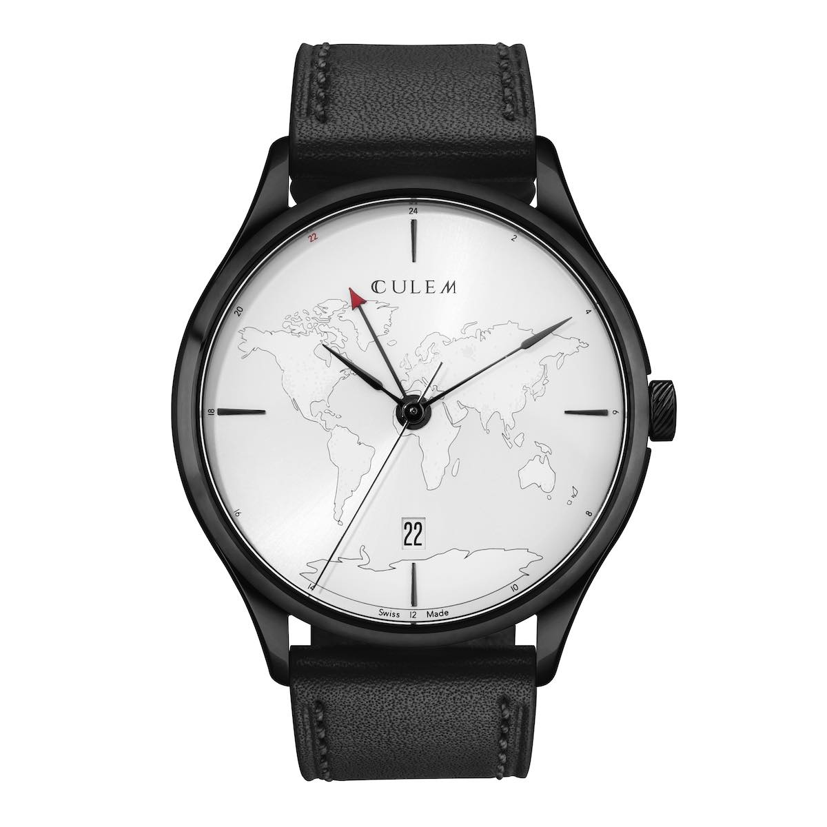 CuleM World GMT - 1 - Lights Black - Front Day- Accessible Travelers Watch Kickstarter CuleM World GMT Accessible Travelers Watch Kickstarter