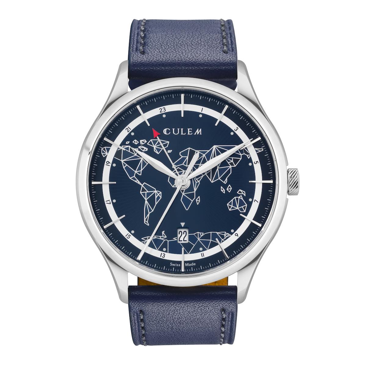 CuleM World GMT - 3 - Frame Blue - Front- Accessible Travelers Watch Kickstarter CuleM World GMT Accessible Travelers Watch Kickstarter