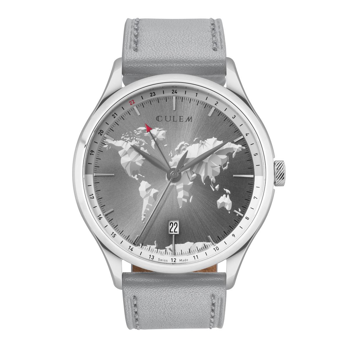 CuleM World GMT - 3 - Portal Grey - Front- Accessible Travelers Watch Kickstarter CuleM World GMT Accessible Travelers Watch Kickstarter