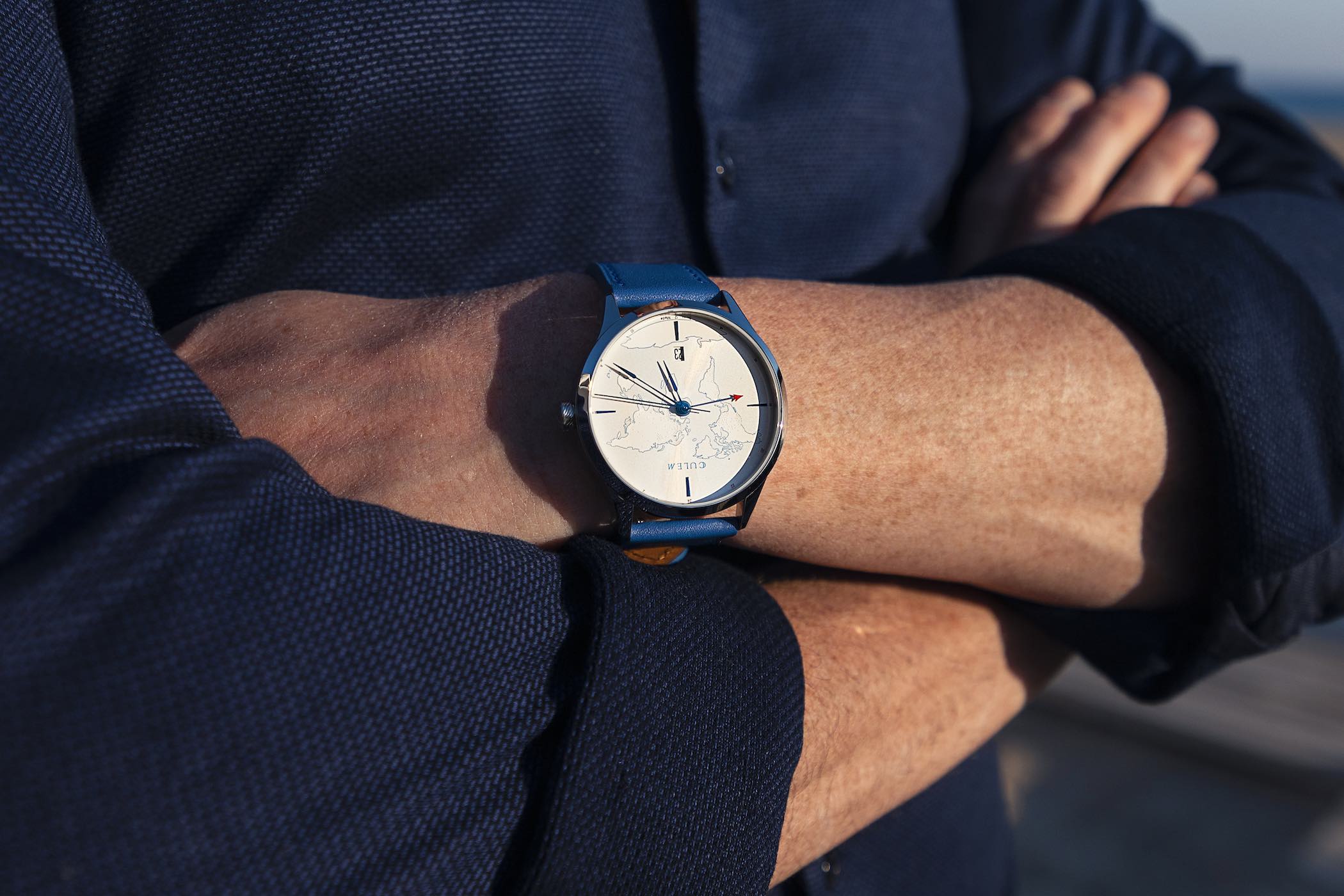CuleM World GMT - the lights blue 3- Accessible Travelers Watch Kickstarter CuleM World GMT Accessible Travelers Watch Kickstarter