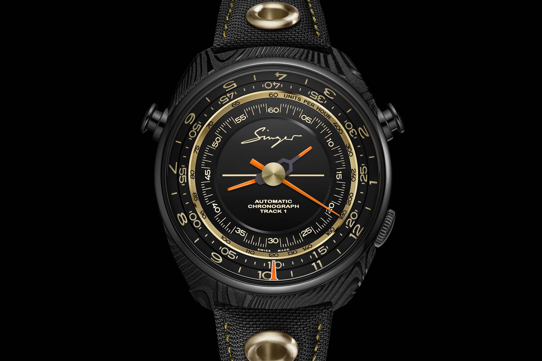 Singer Track 1 Damascus Only Watch 2019 First Black Damascus Steel Watch GOS