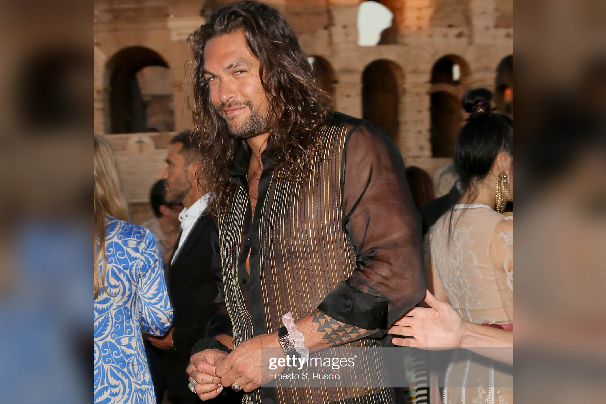 Spotted Jason Momoa Star of Aquaman Wearing Cartier Tank Louis Cartier XL