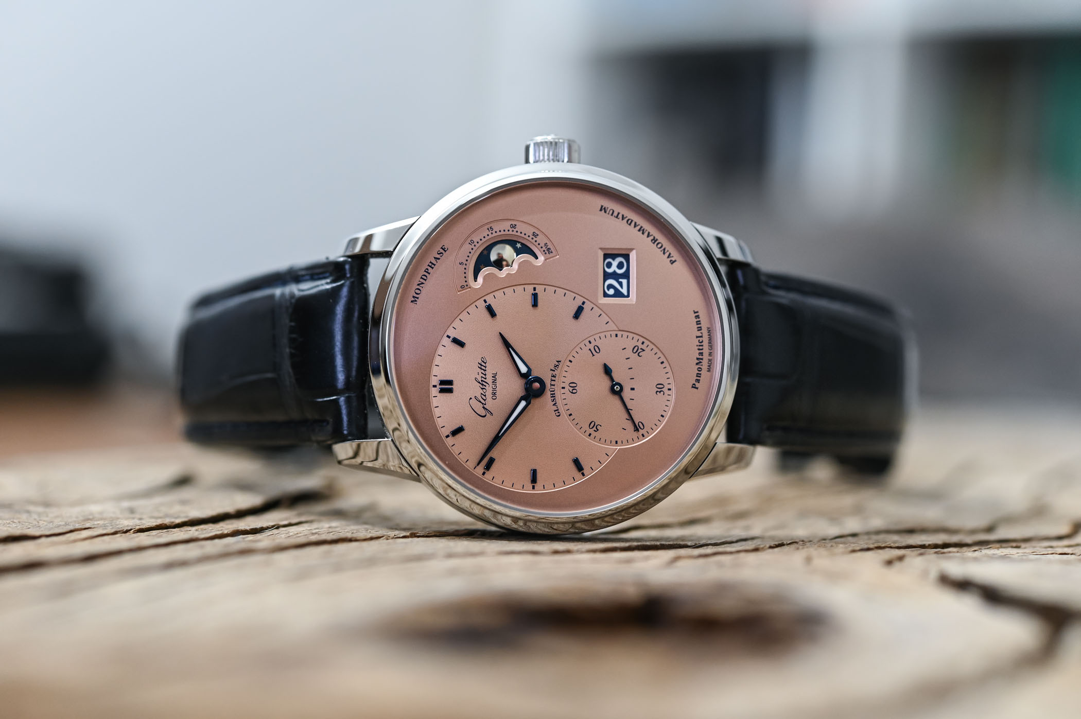 Glashutte Original PanoMaticLunar Rose Opaline Salmon Steel