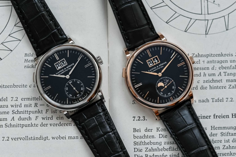 A. Lange & Söhne Saxonia Moonphase versus Outsize Date