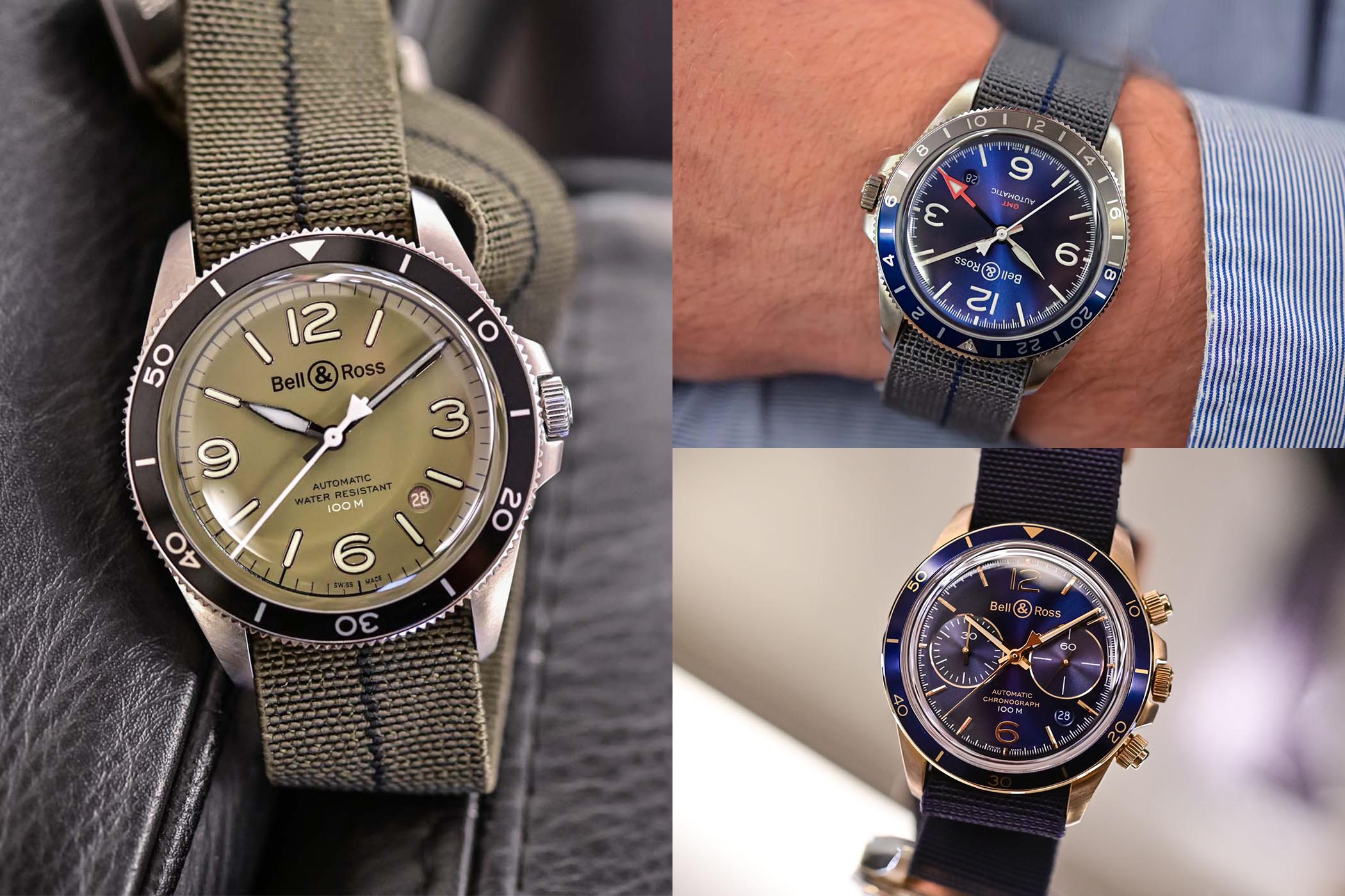 Bell & Ross new 2020 vintage collection - BR V2-92 Military Green - BR V2-93 GMT Blue - BR V2-94 Aeronavale Bronze