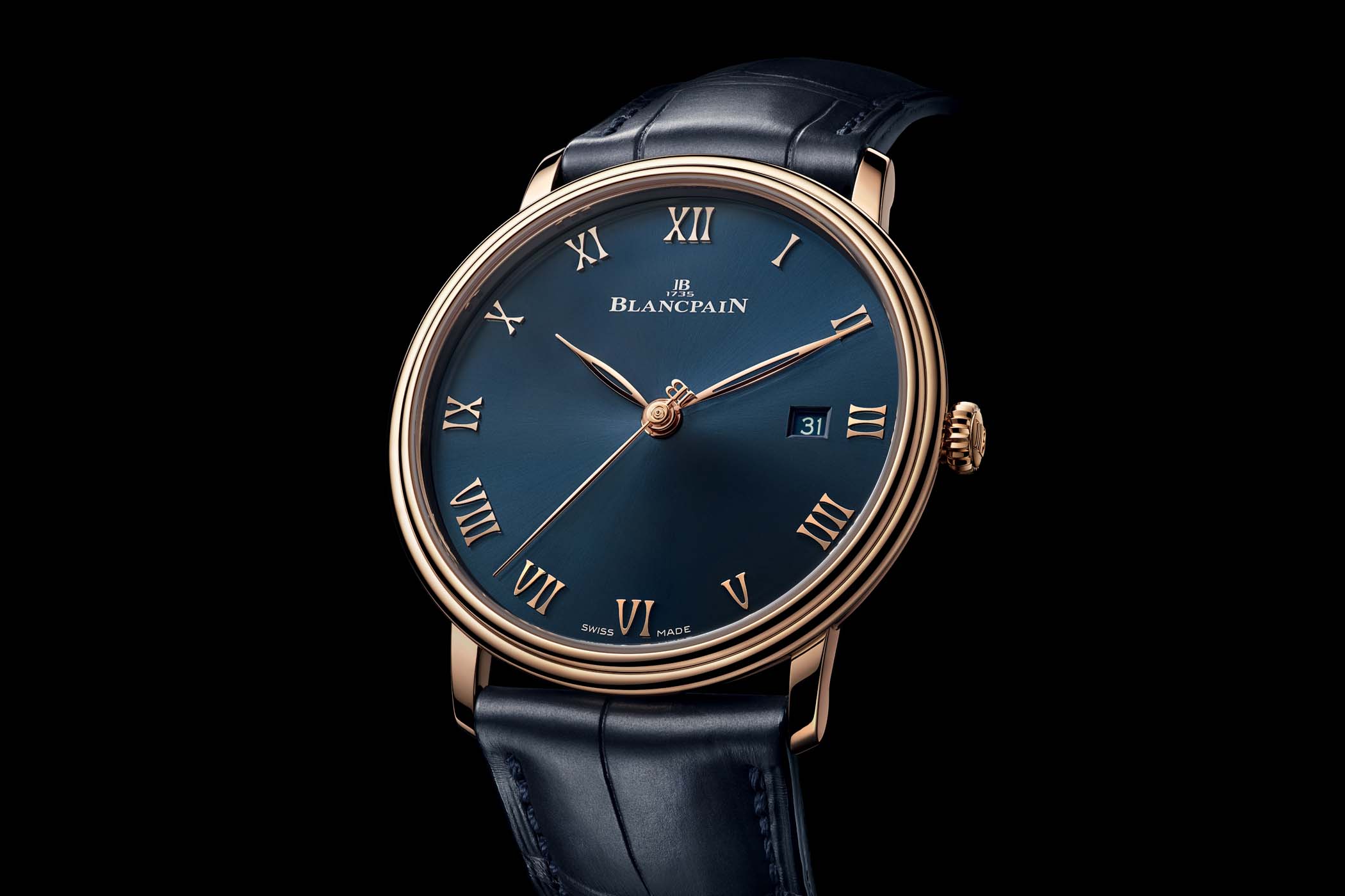 Blancpain Villeret Ultraplate 6651 Red Gold Blue Dial