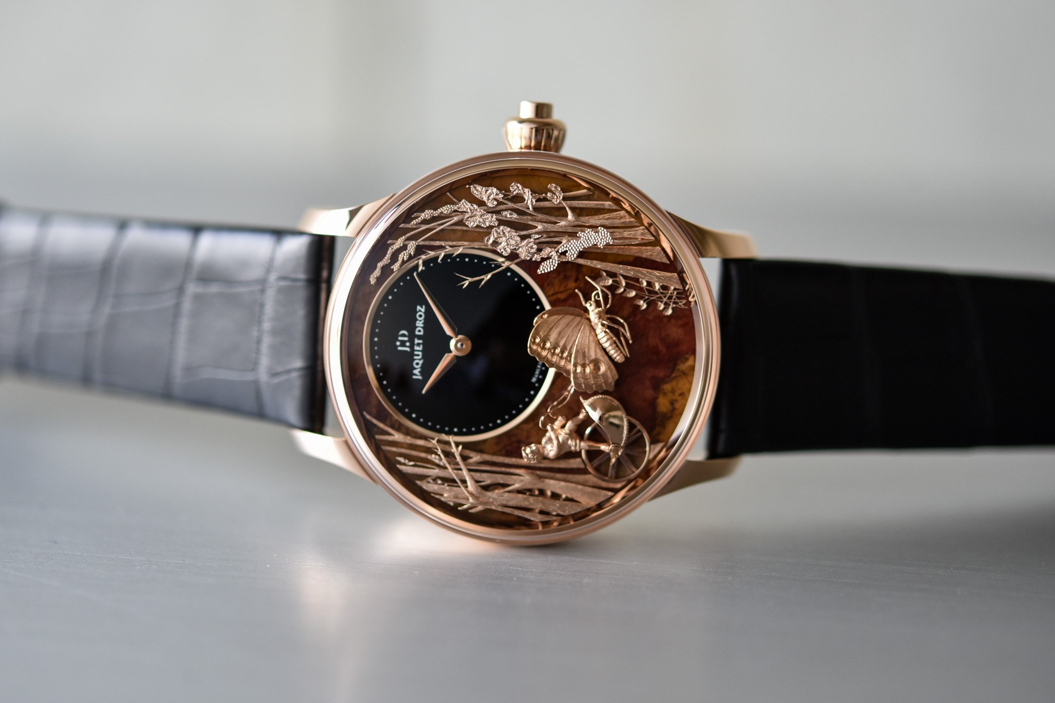Jaquet Droz Loving Butterfly Automaton Chinchilla Red Dial