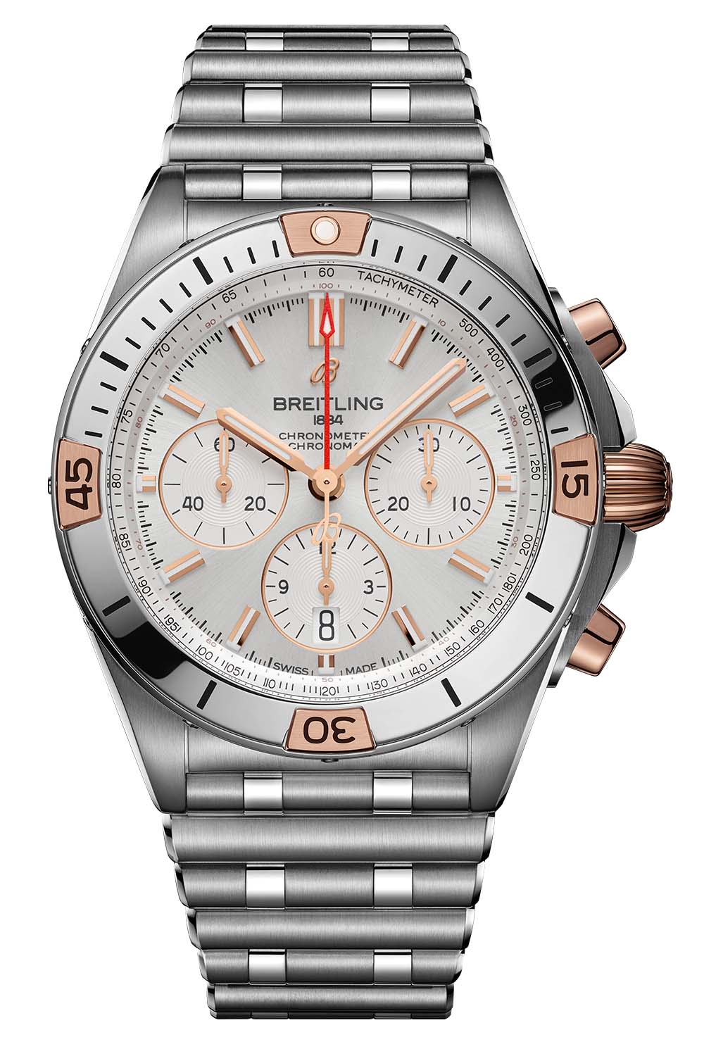 Breitling Chronomat B01 42 Silver Dial - red gold crown and pushers - IB0134101G1A1 2020 Breitling Chronomat B01 42