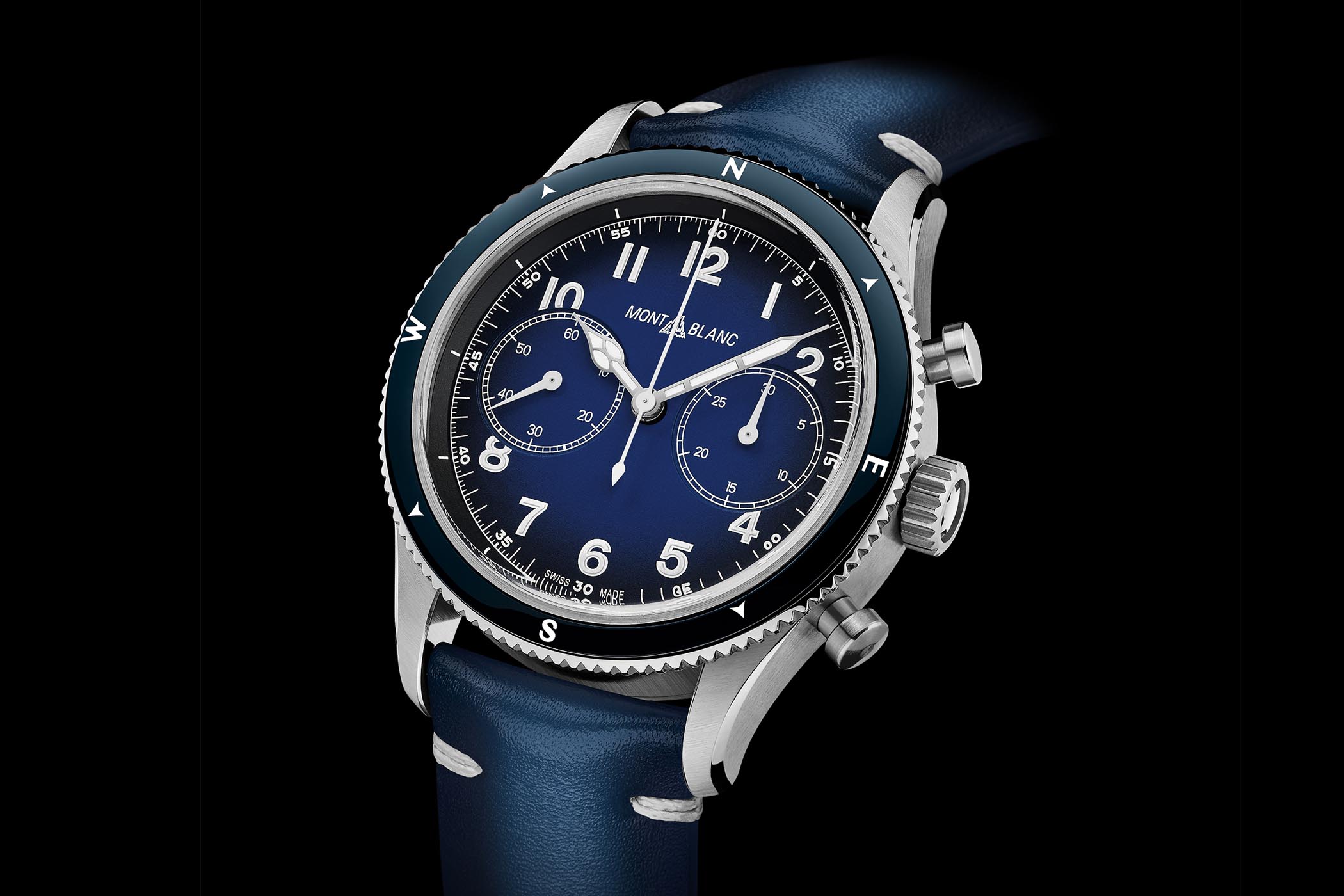 Montblanc 1858 Automatic Chronograph Blue Compass Bezel