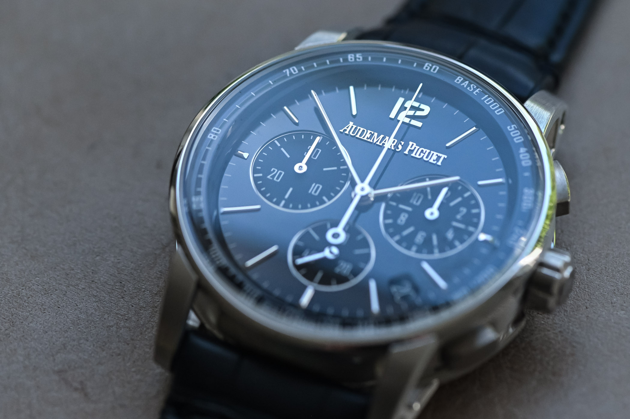 Code 11.59 by Audemars Piguet Selfwinding Chronograph Review - lacquered blue dial