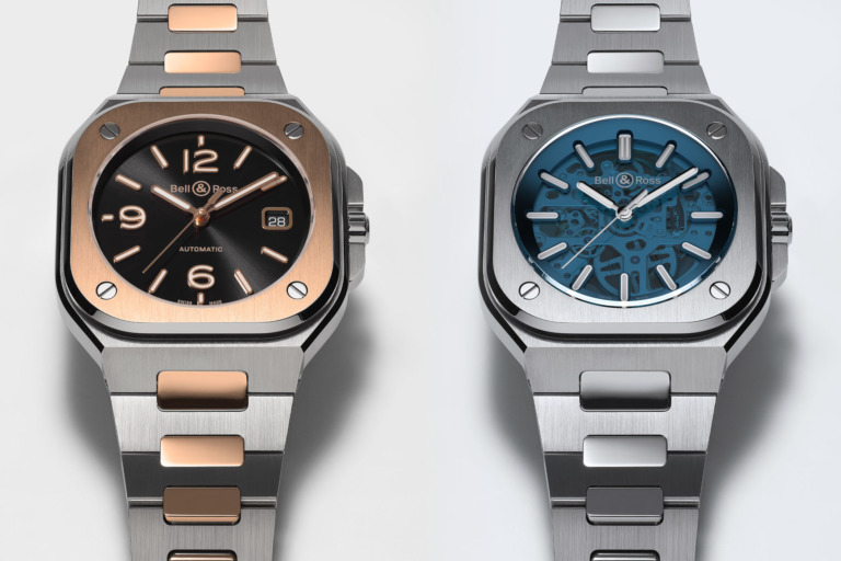Bell & Ross BR 05 black Steel & Gold and Skeleton Blue
