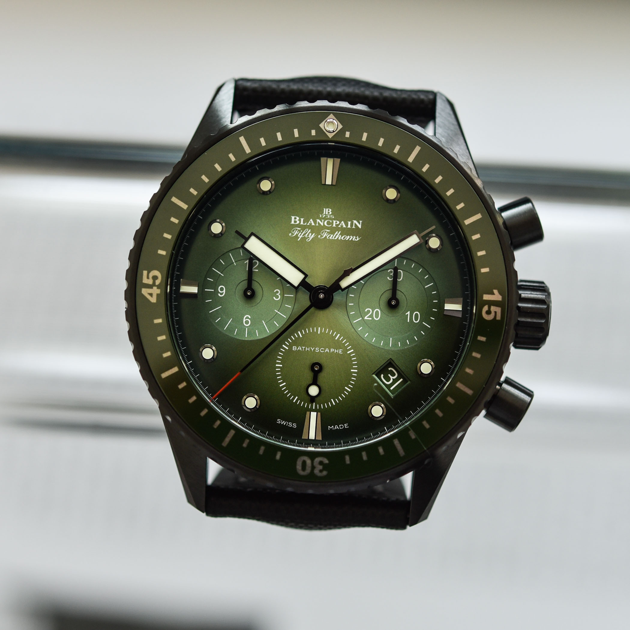 Blancpain Bathyscaphe Chronograph Flyback Green - Black Ceramic Green dial bezel 5200-0153-B52A - 7 Blancpain Fifty Fathoms Bathyscaphe Chronograph Flyback Green