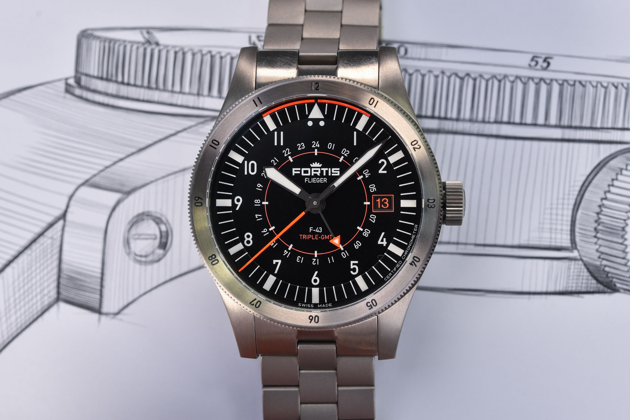 Fortis Flieger F-43 Triple GMT
