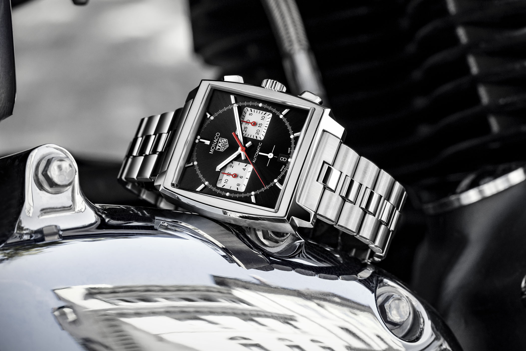TAG Heuer Monaco Calibre Heuer 02 Black Steel bracelet - CBL2113.BA0644