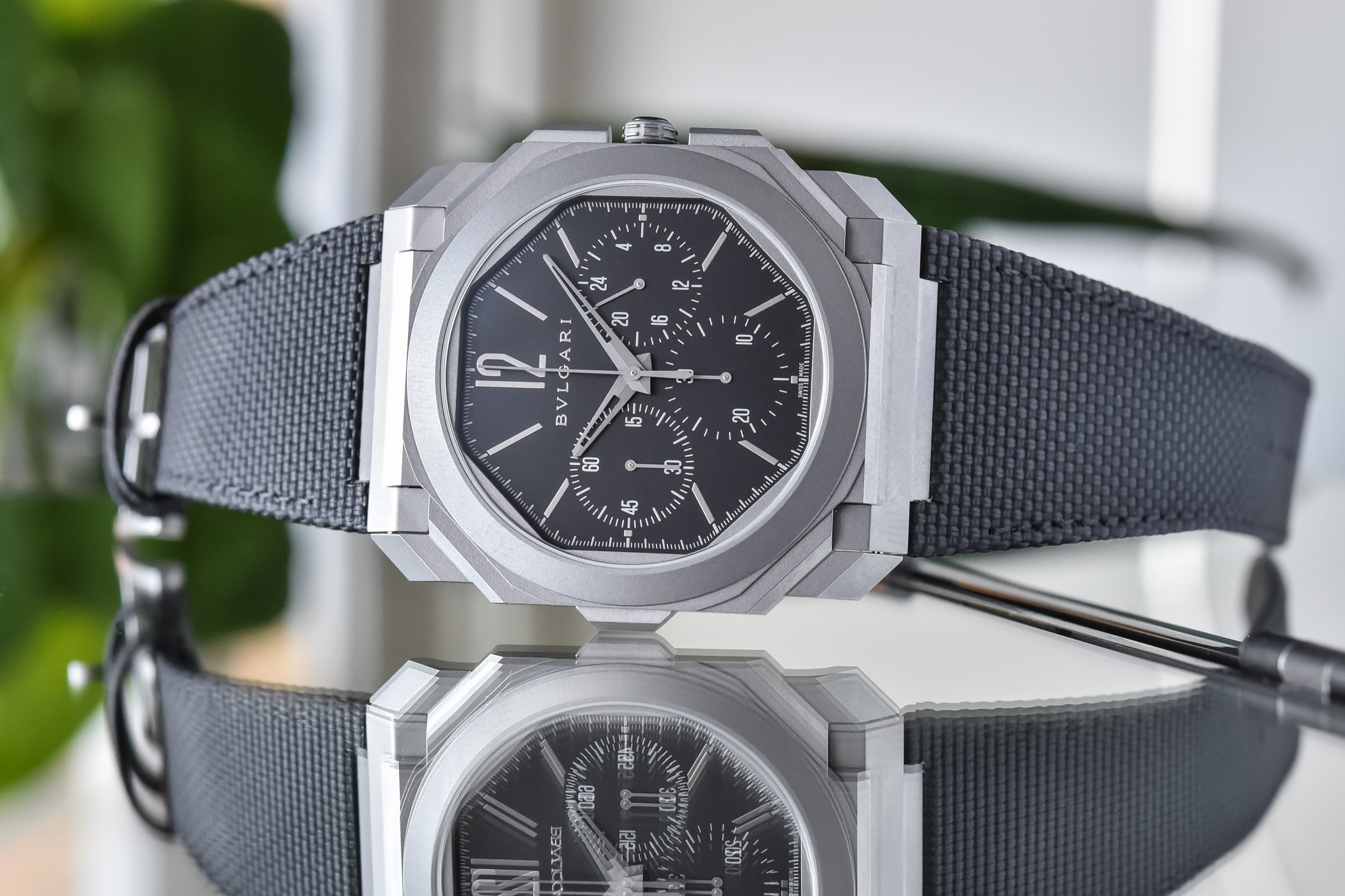Bvlgari Octo Finissimo Chronograph GMT Titanium Black Dial Rubber strap