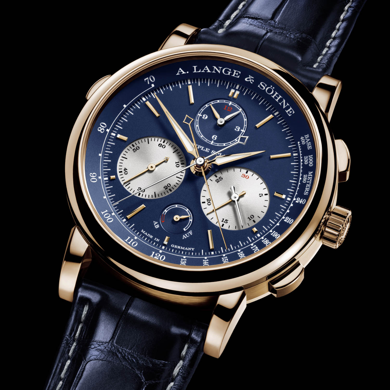 A Lange Sohne Triple Split Pink Gold Blue Dial 424.037F - 8 A. Lange & Söhne Triple Split Pink Gold Blue Dial 424.037F