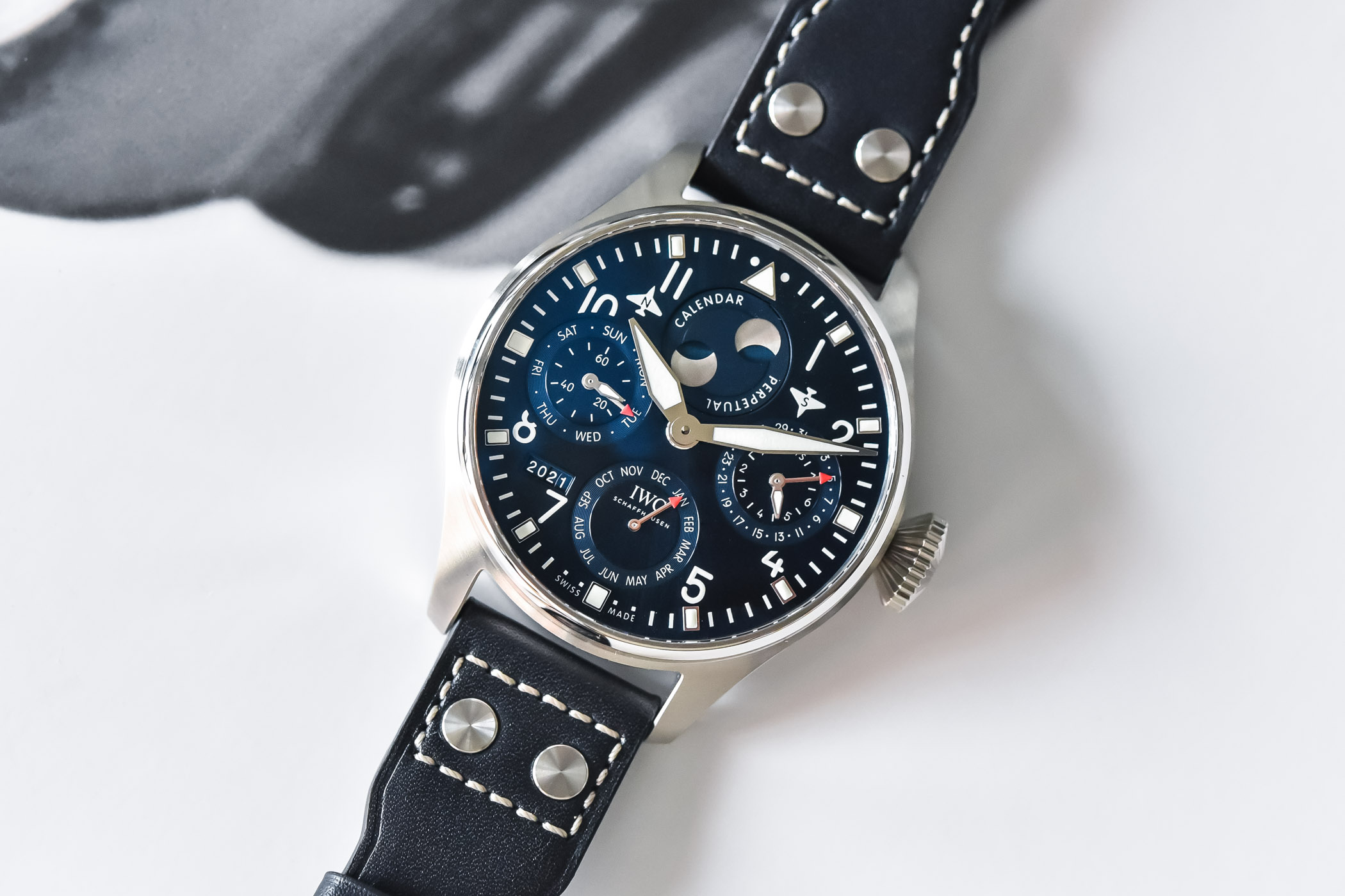 IWC Big Pilots Watch Perpetual Calendar Steel Blue Dial IW503605