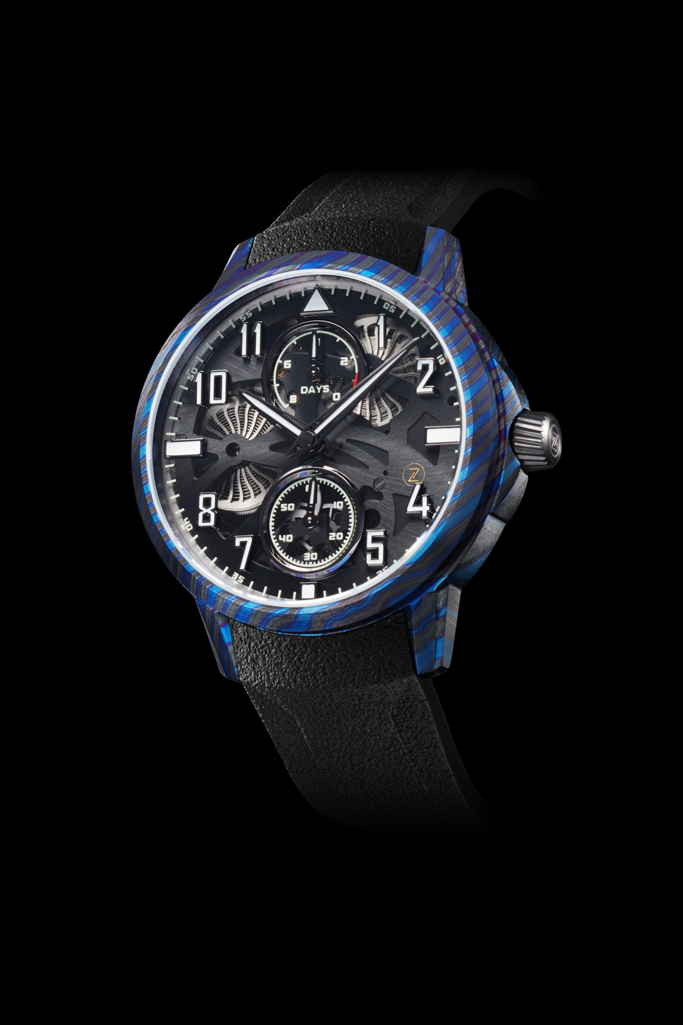 Zelos Mirage 2 Eight-Day Skeleton - ZircTi Blue on rubber Zelos Mirage 2 Eight-Day Skeleton