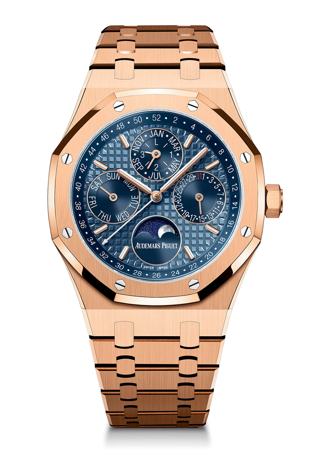 Audemars Piguet Royal Oak Perpetual Calendar 41mm pink gold new shade of blue 2021 - 26574OR.OO.1220OR.03 - 1 Audemars Piguet Royal Oak Perpetual Calendar 41mm pink gold new shade of blue 2021 - 26574OR.OO.1220OR.03
