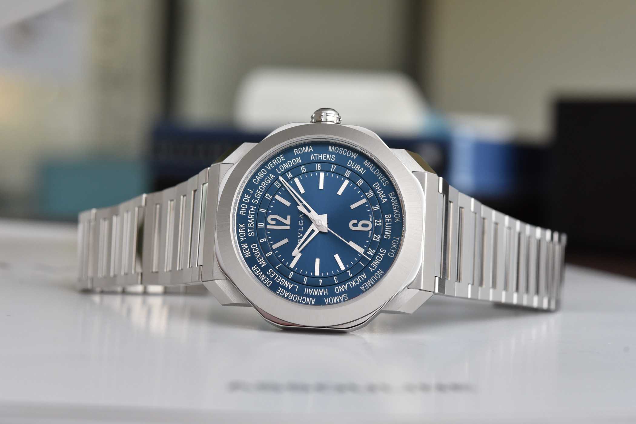 2021 Bvlgari Octo Roma Worldtimer Review - 2 2021 Bulgari Octo Roma Worldtimer Steel Blue Dial