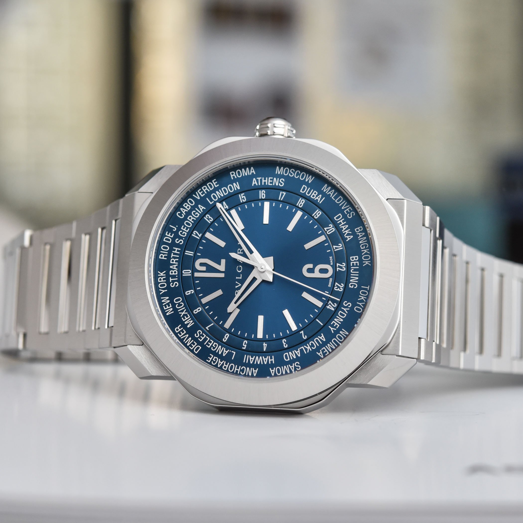 2021 Bvlgari Octo Roma Worldtimer Review - 8 2021 Bulgari Octo Roma Worldtimer Steel Blue Dial