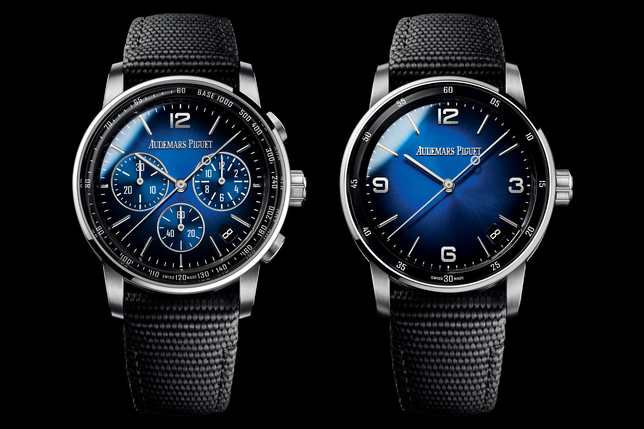 2021 Code 11.59 by Audemars Piguet Selfwinding and Chronograph White Gold Smoked Blue Dials
