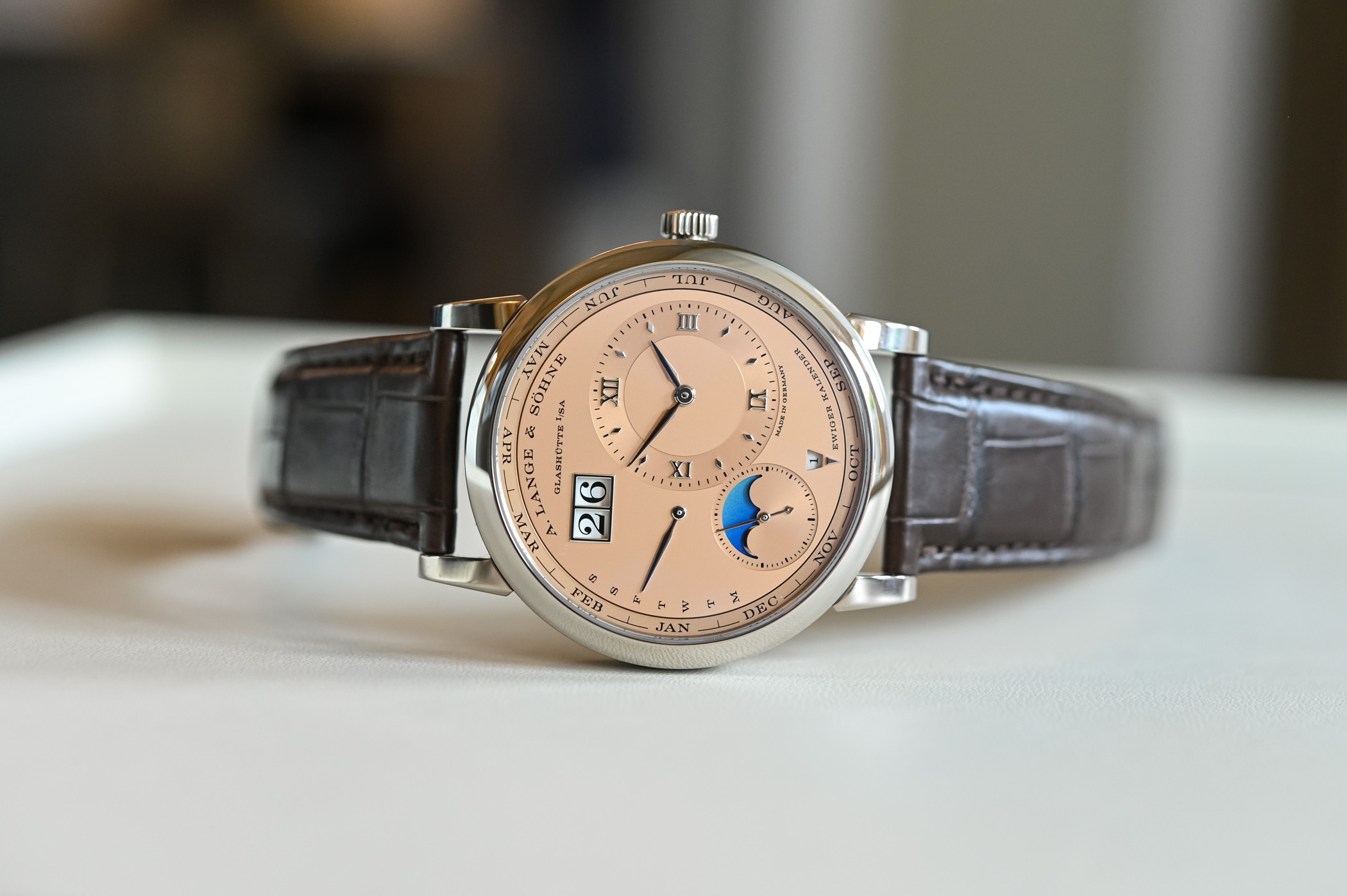A. Lange & Söhne Lange 1 Perpetual Calendar White Gold Case Salmon Pink Gold Dial Limited Edition