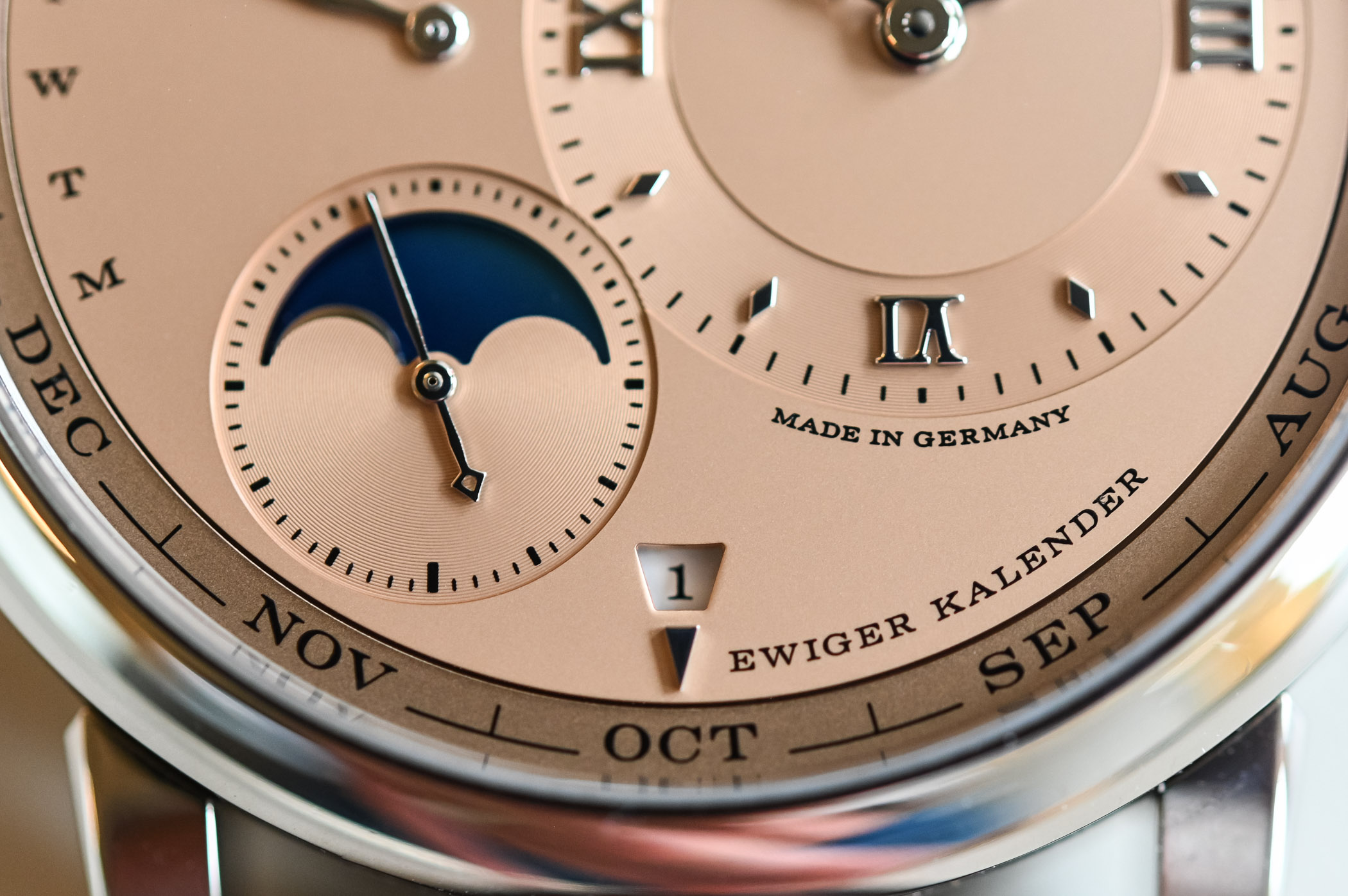 A Lange Sohne Lange 1 Perpetual Calendar White Gold Salmon Pink Gold Dial - 345.056 - review - 7 A. Lange & Söhne Lange 1 Perpetual Calendar White Gold Case Salmon Pink Gold Dial Limited Edition