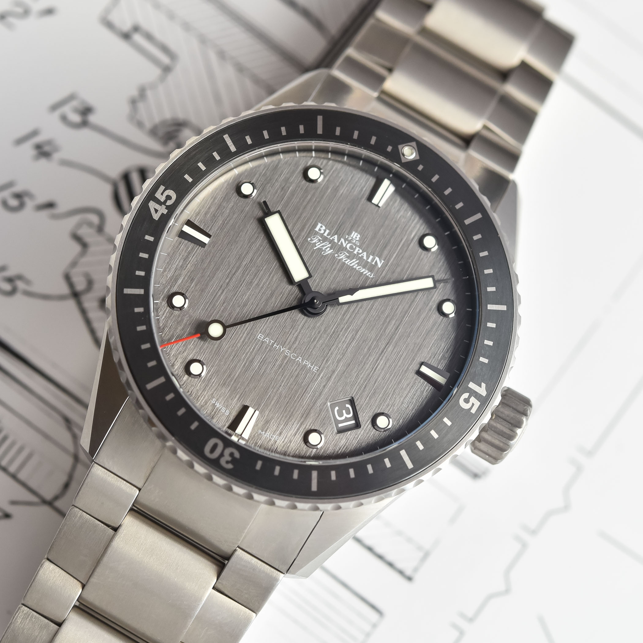 2021 Blancpain Fifty Fathoms Bathyscaphe Titanium 43mm - bracelet 5000-1210-98S - review - 2 2021 Blancpain Fifty Fathoms Bathyscaphe Titanium 43mm - bracelet 5000-1210-98S