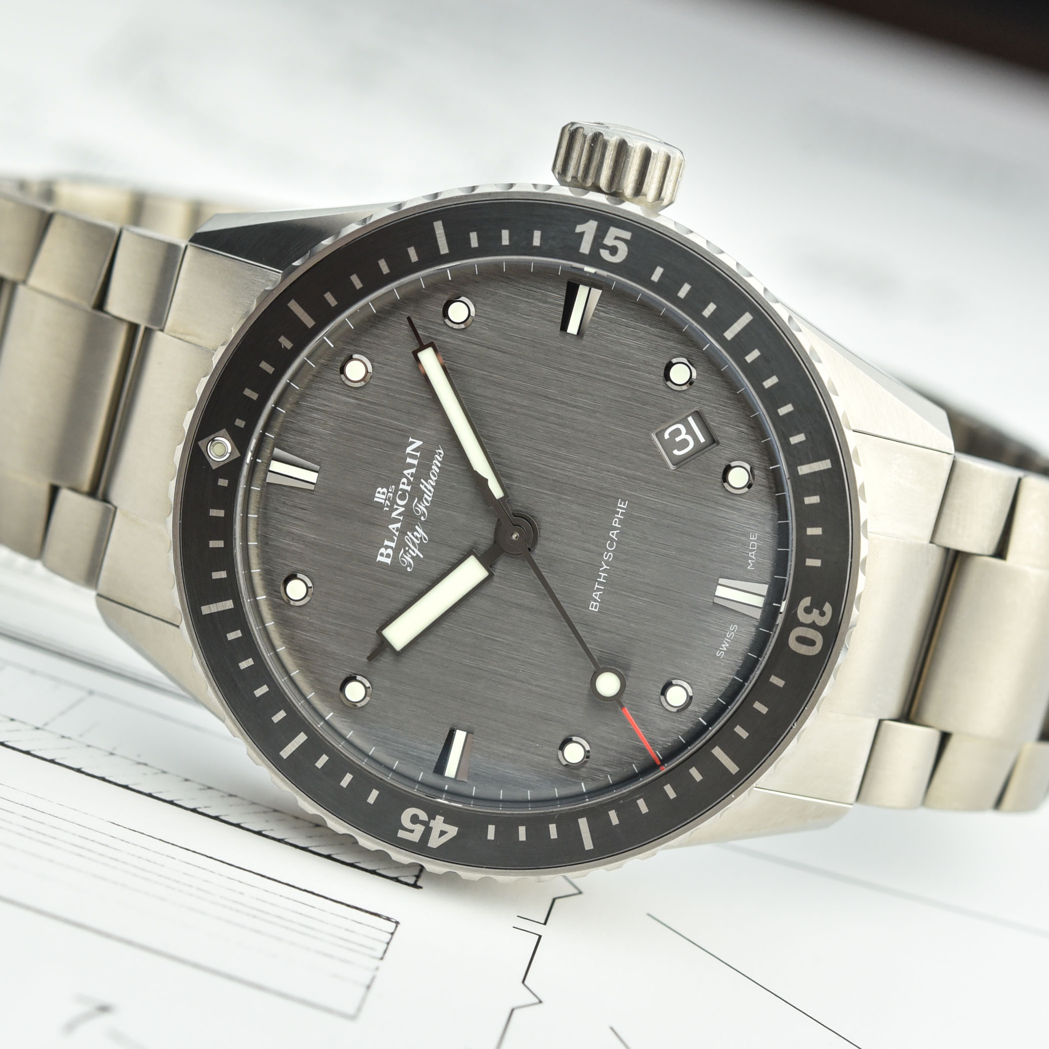 2021 Blancpain Fifty Fathoms Bathyscaphe Titanium 43mm - bracelet 5000-1210-98S - review - 5 2021 Blancpain Fifty Fathoms Bathyscaphe Titanium 43mm - bracelet 5000-1210-98S