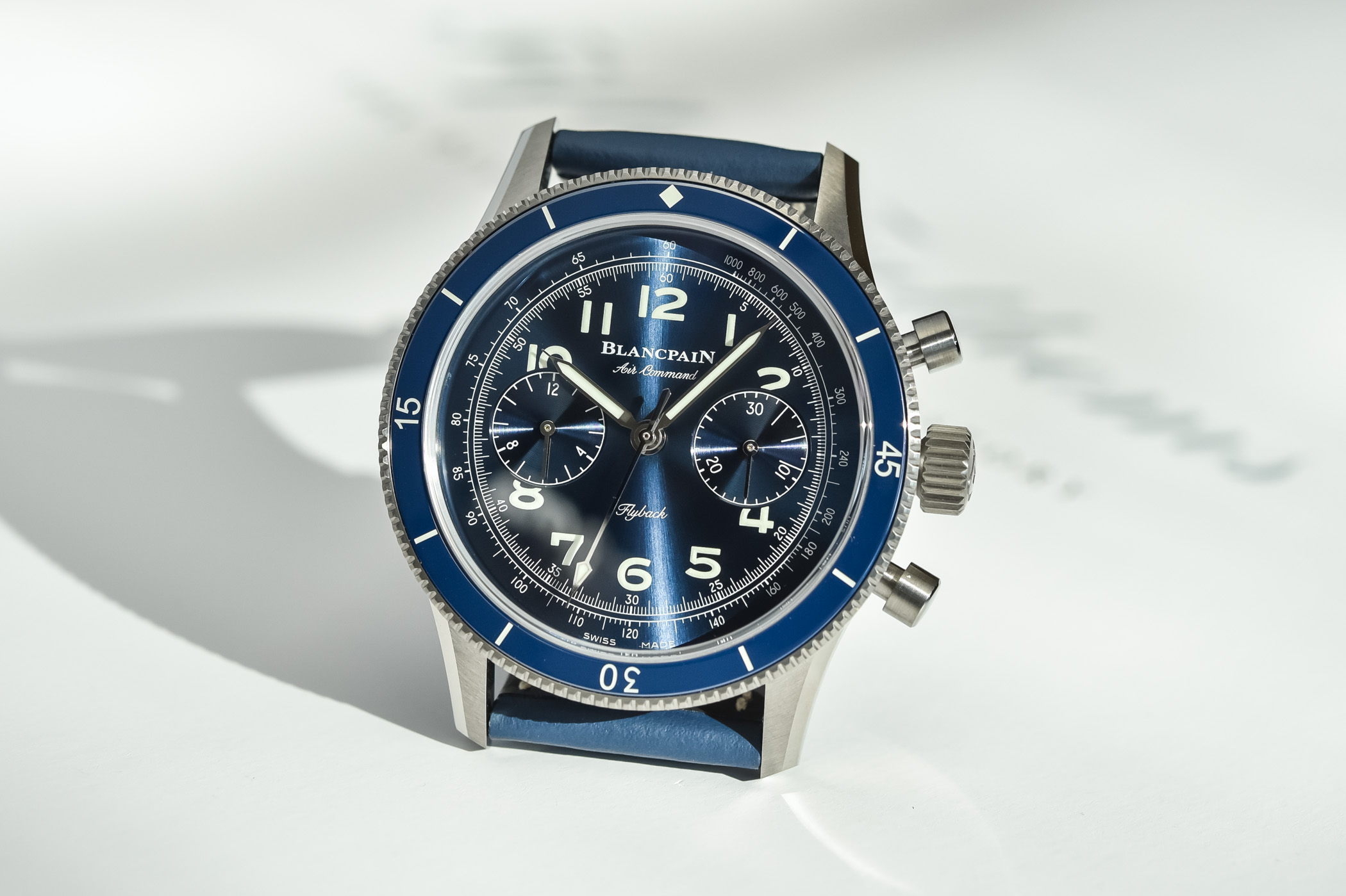 Blancpain Air Command Flyback Chronograph Titanium Blue Dial AC02-12B40-63