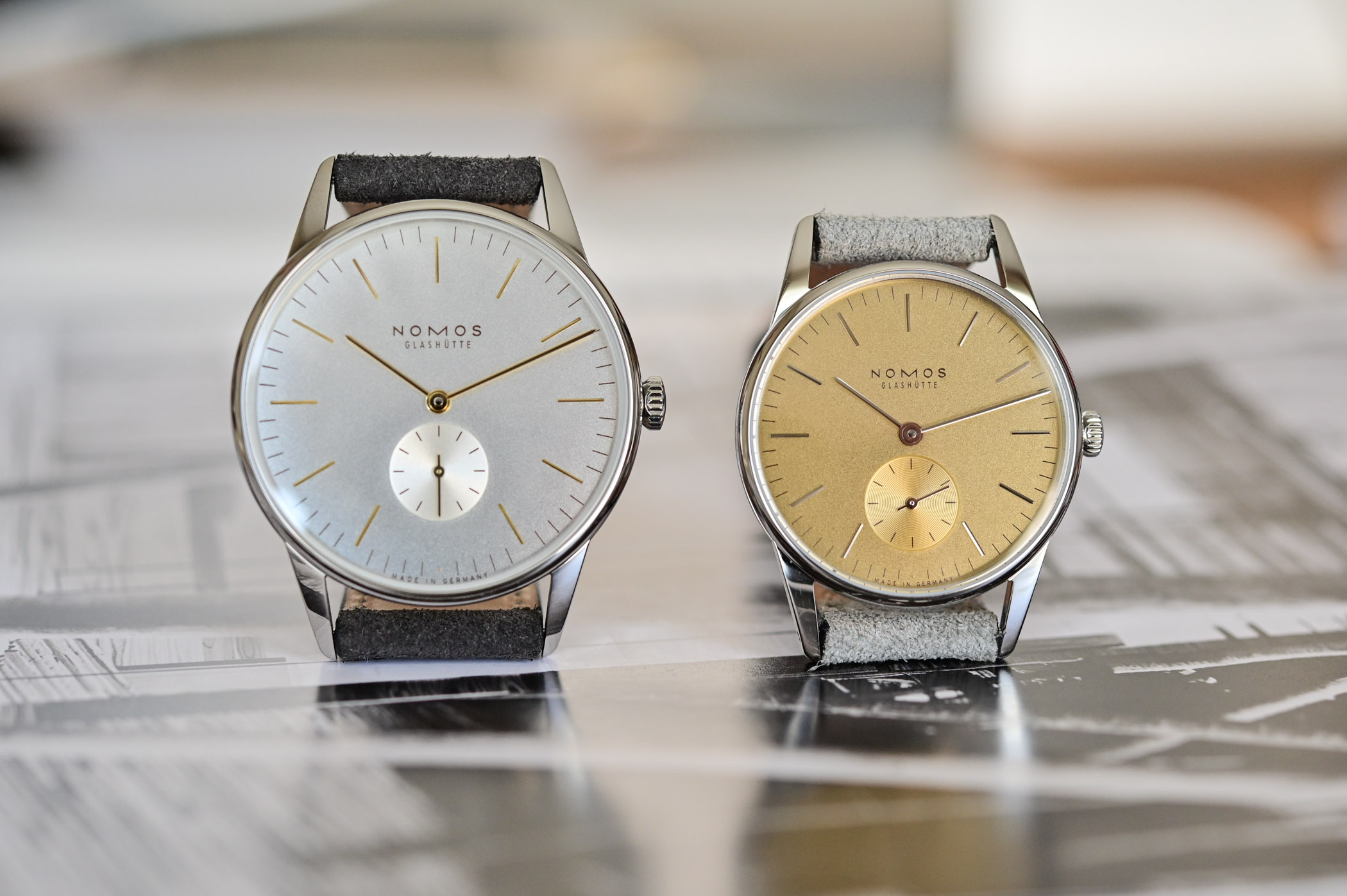Nomos Orion 33 Gold and Orion 38 Silver