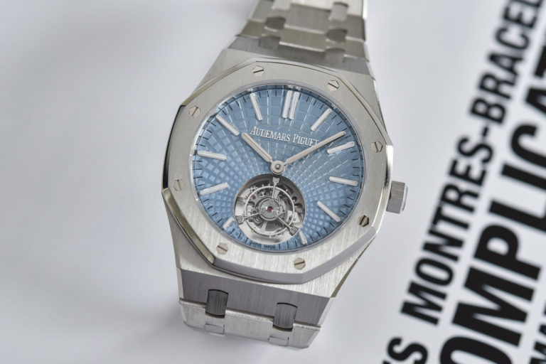 Audemars Piguet Royal Oak Selfwinding Flying Tourbillon 41mm Platinum Light Blue Dial 26530PT.OO.1220PT.01