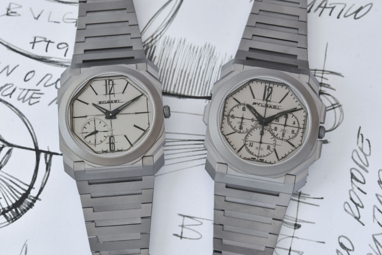 Bulgari Octo Finissimo Automatic and GMT Automatic Chronograph 10th anniversary editions sketch dials
