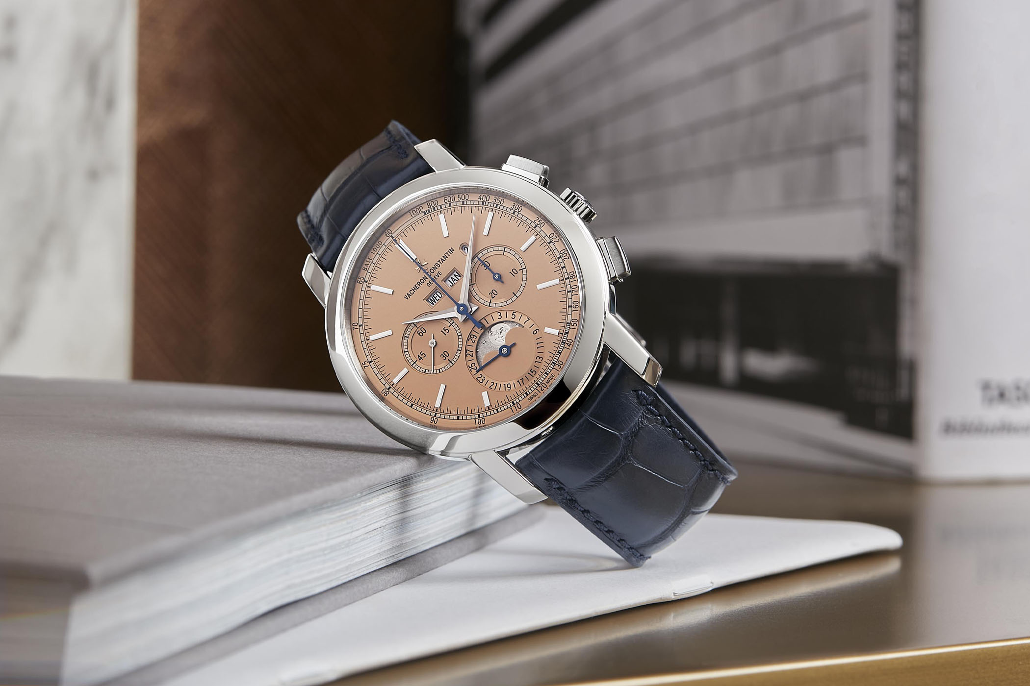 Vacheron Constantin Traditionnelle Perpetual Calendar Chronograph Salmon Dial Platinum
