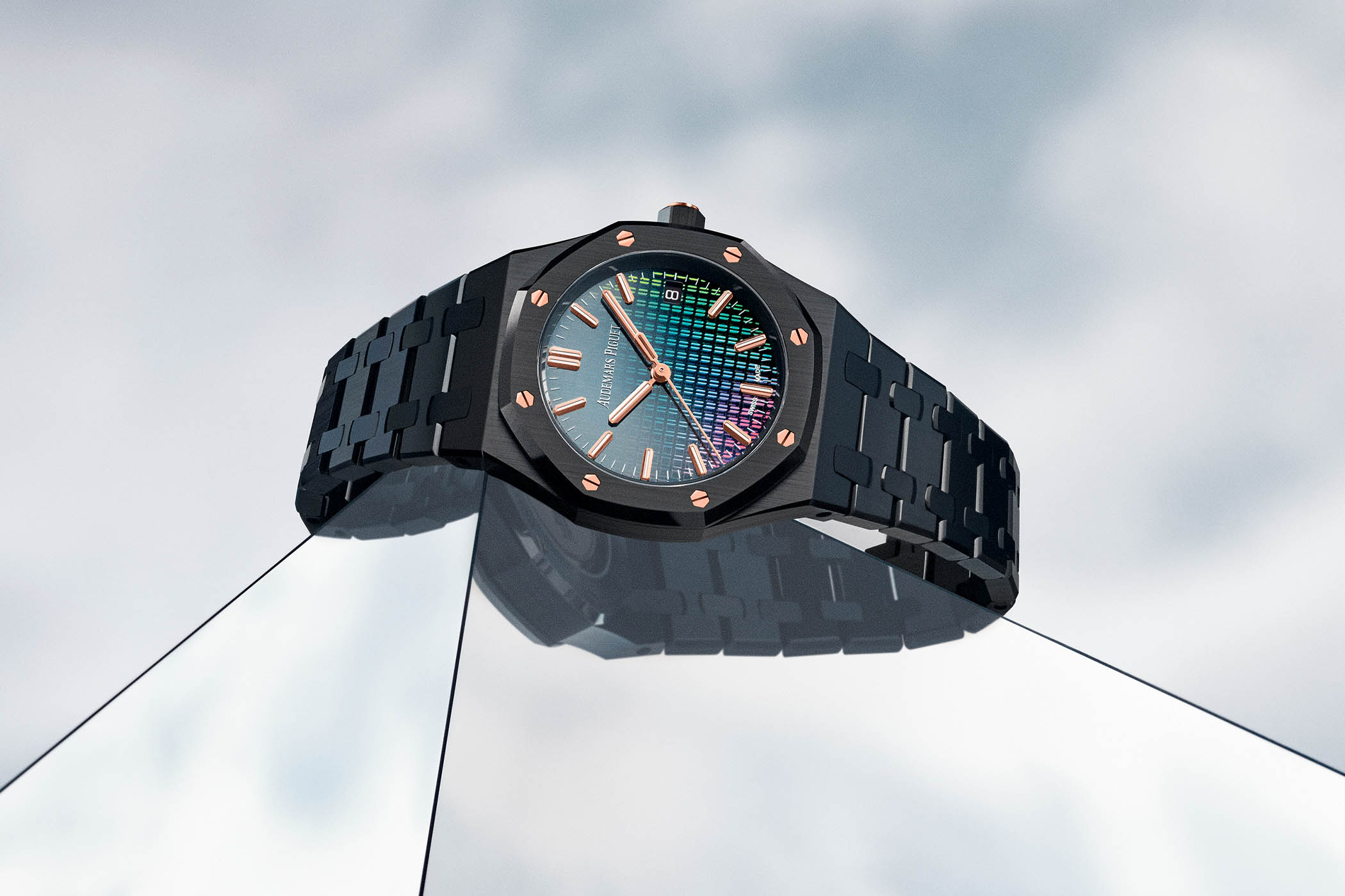 Audemars Piguet Royal Oak Selfwinding 34mm Black Ceramic Carolina Bucci Rainbow Sapphire 77350CE.OO.1266CE.02