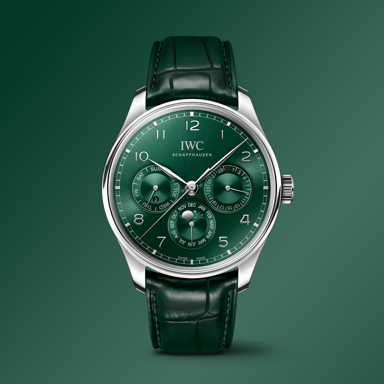 IWC Portugieser Perpetual Calendar 42 Green Dial Steel IW344207 - 1 IWC Portugieser Perpetual Calendar 42 Green Dial Steel IW344207