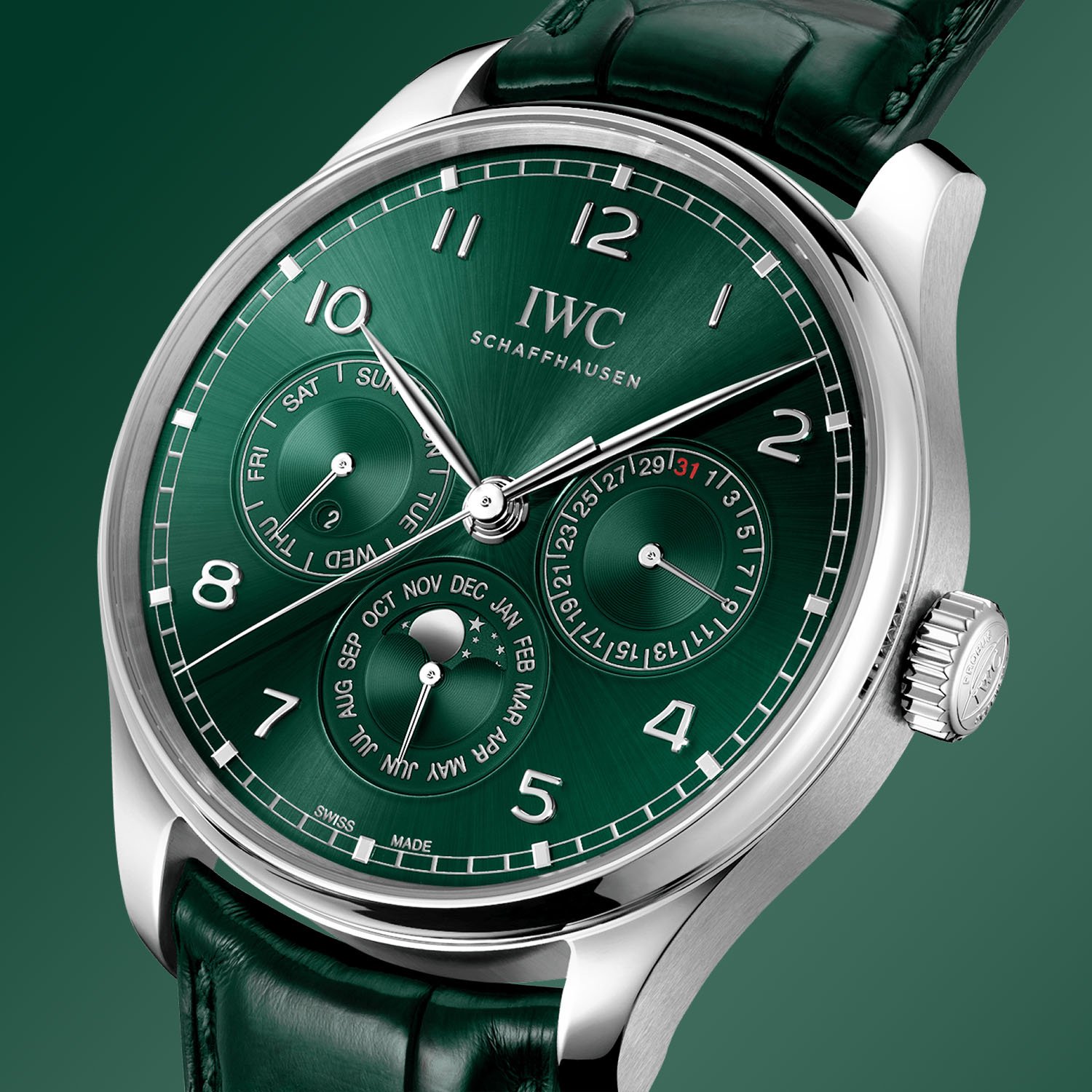 IWC Portugieser Perpetual Calendar 42 Green Dial Steel IW344207 - 2 IWC Portugieser Perpetual Calendar 42 Green Dial Steel IW344207