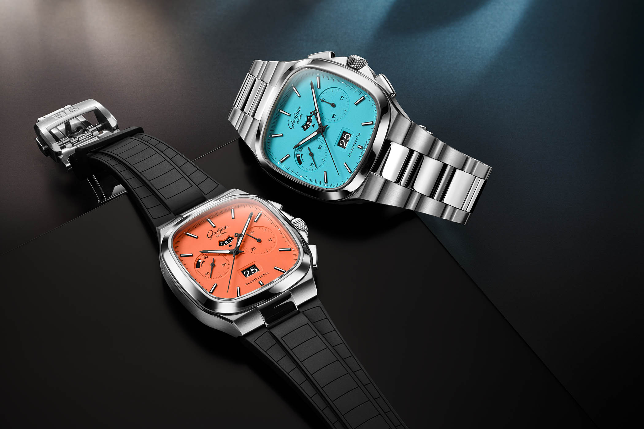 Glashutte Original Seventies Chronograph Panorama Date Limited Edition 2022 Disco Blue - Vibing Orange