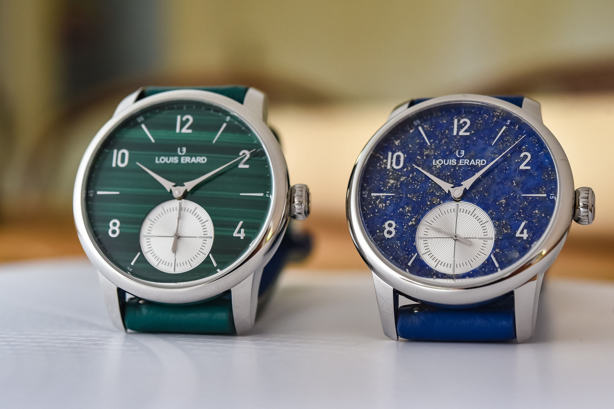 Louis Erard Excellence Petite Seconde Stone Dials 2022 - Aventurine Lapis Lazuli Malachite